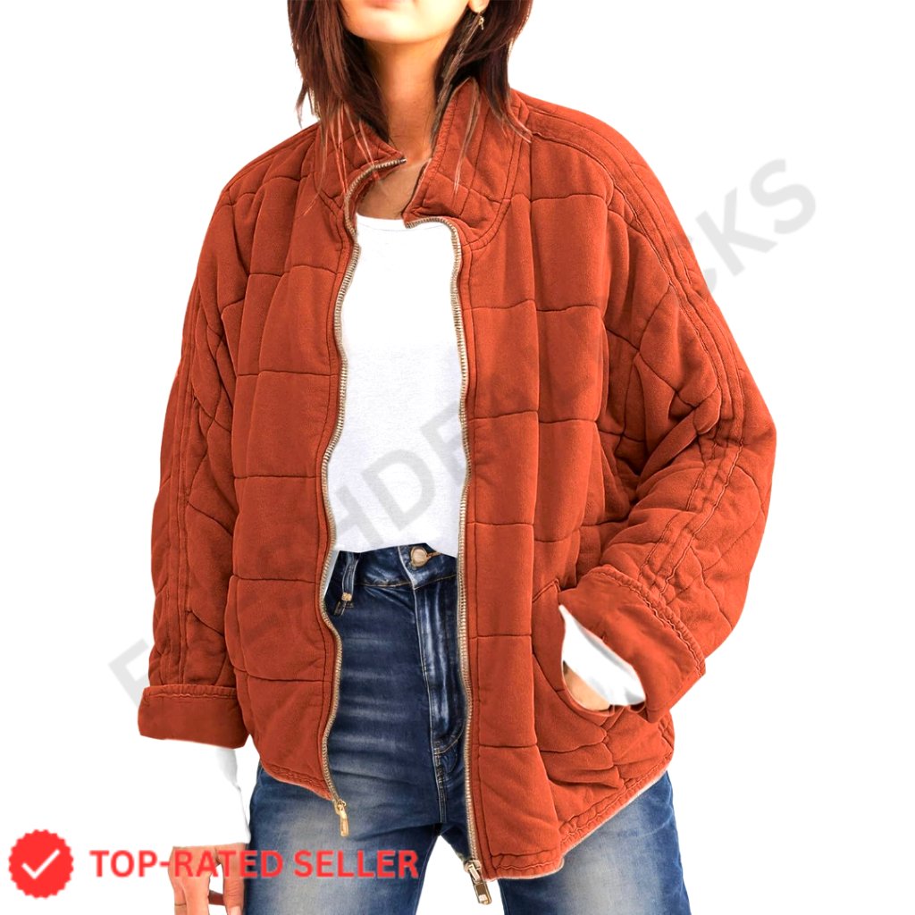 Quilted Lightweight Jacket Oversized Loose Fit Winter Warm Casual Chic